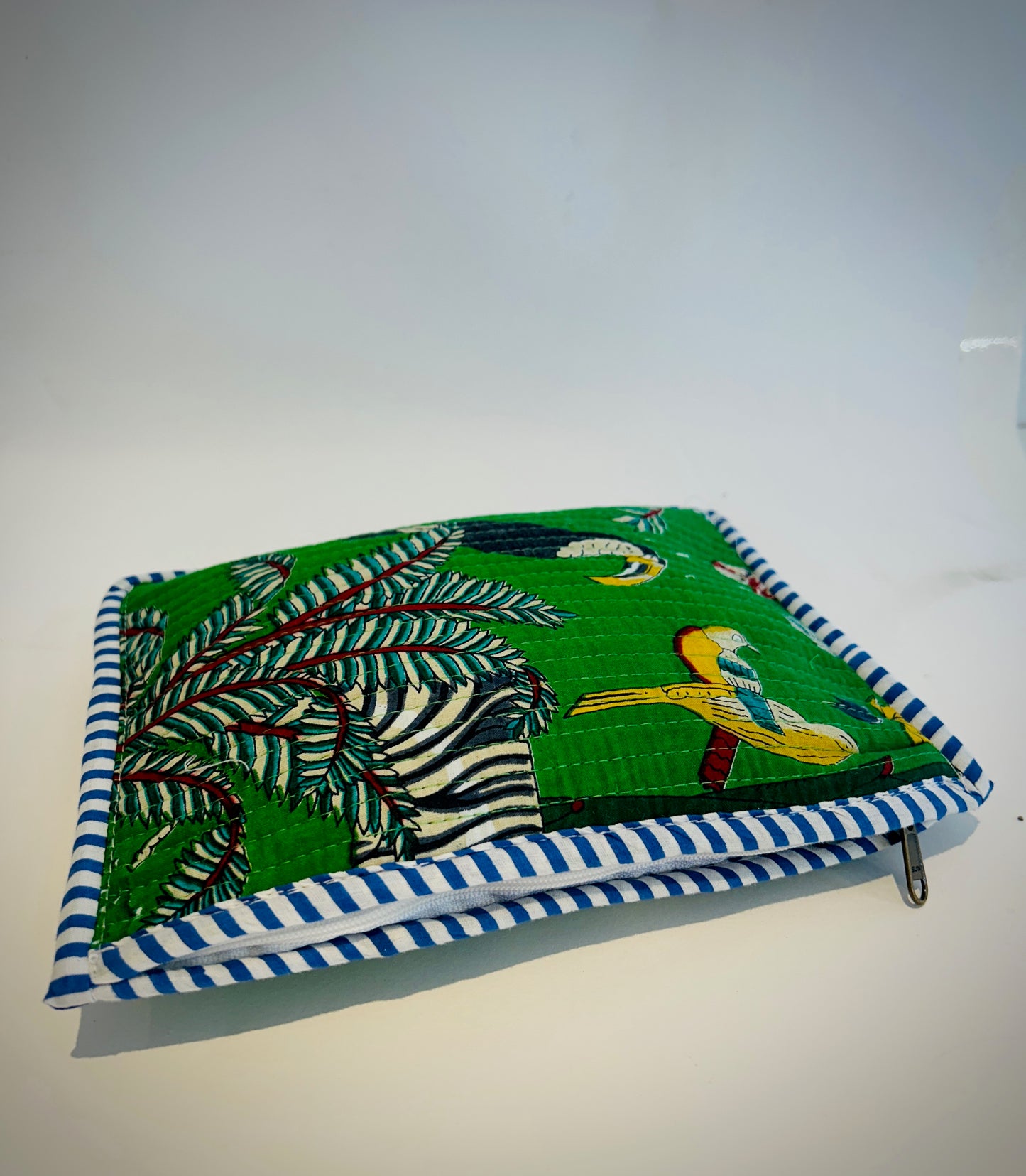 Hand Blocked Cotton Zip Pouch
