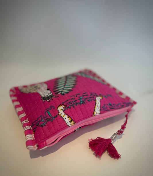 Hand Blocked Cotton Zip Pouch