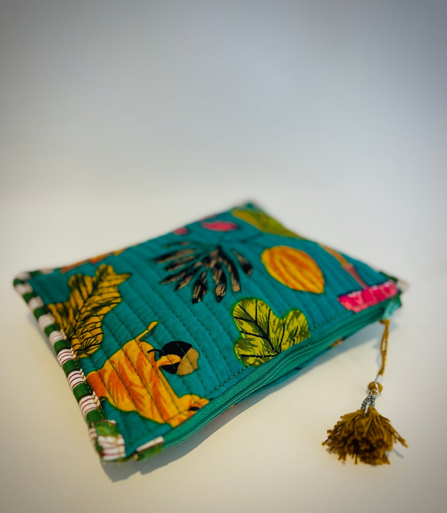 Hand Blocked Cotton Zip Pouch