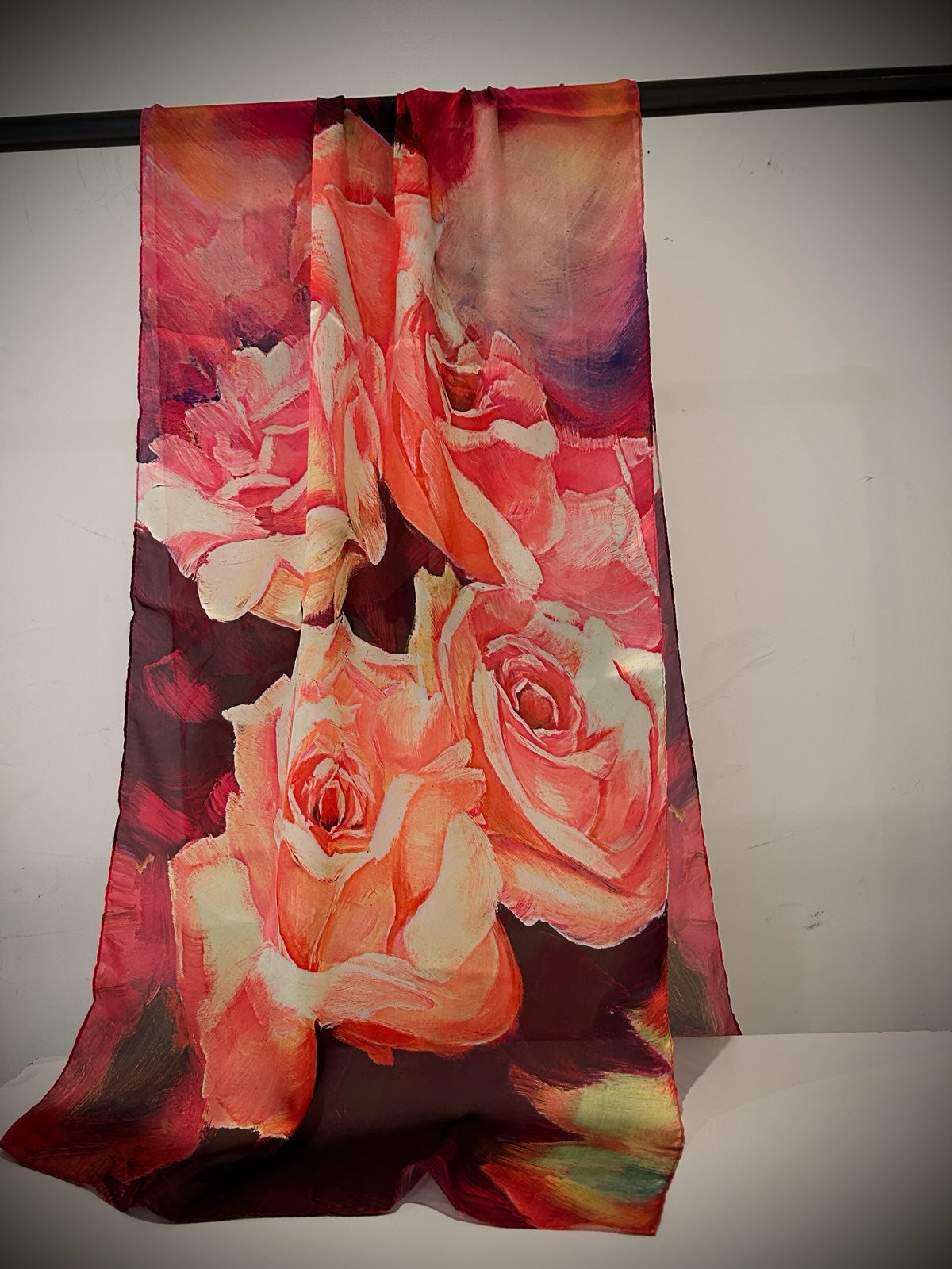 Rose silk scarf