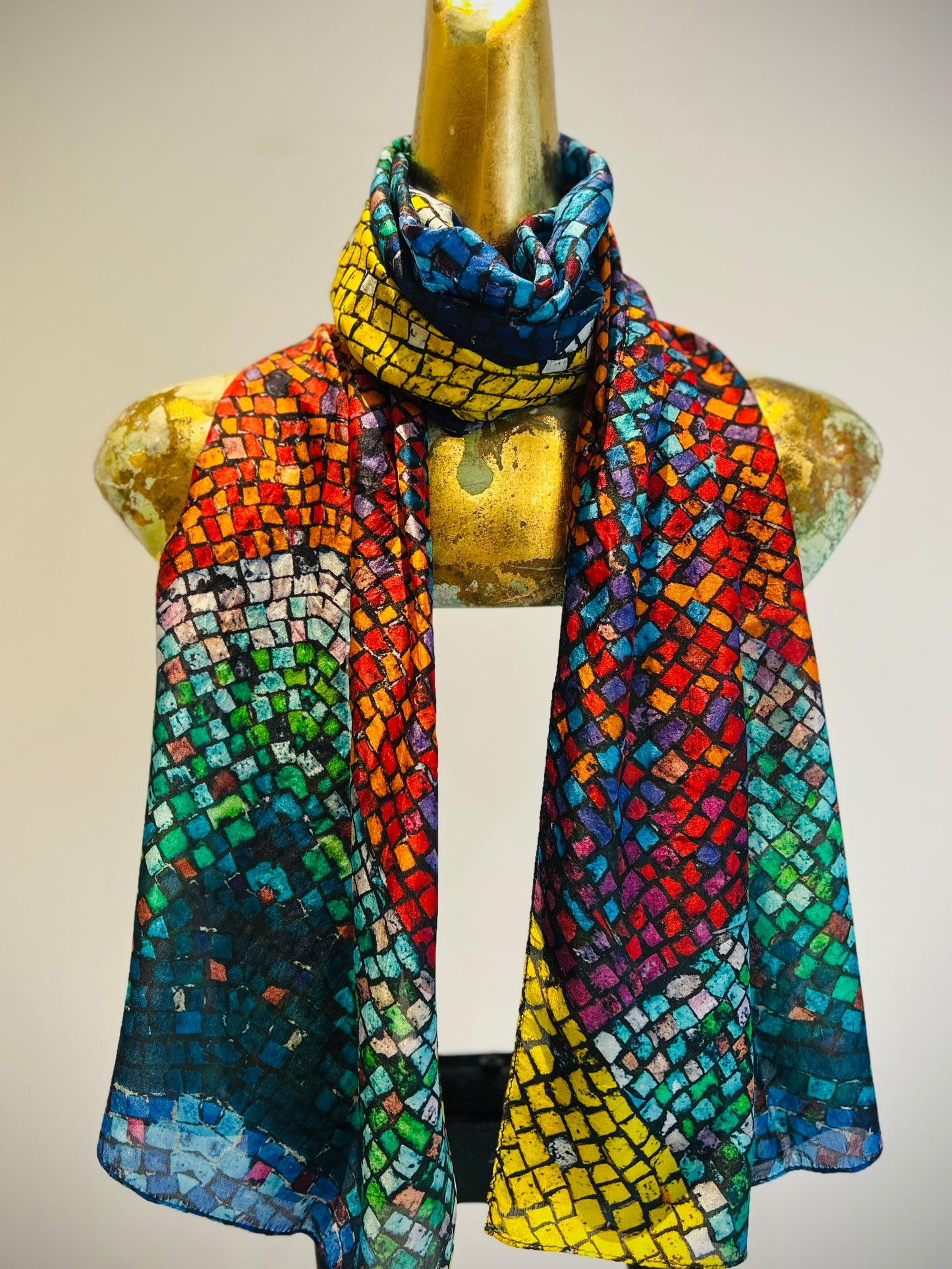 Colourful Printed Silk Scarf