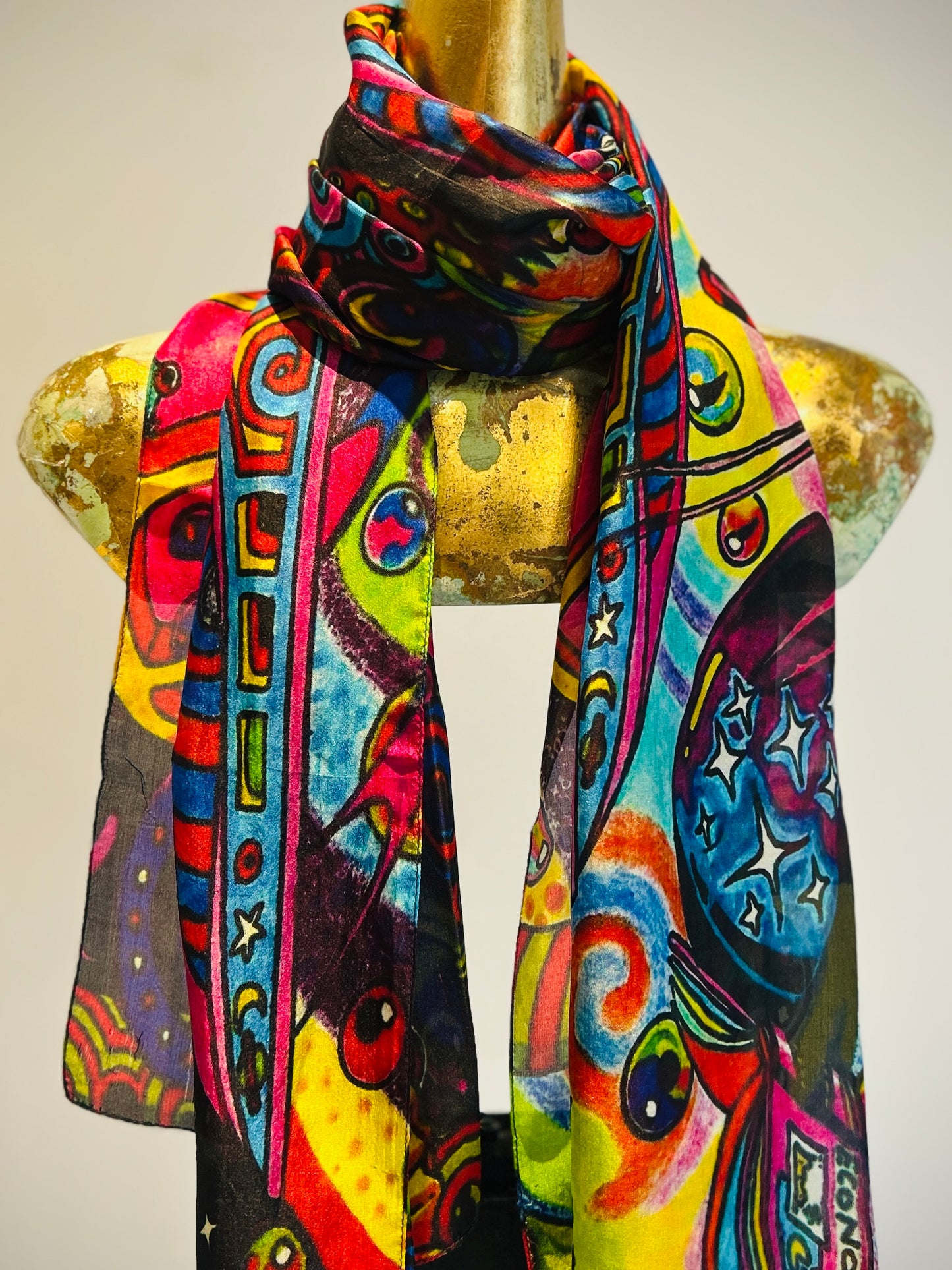 Colourful Printed Silk Scarf