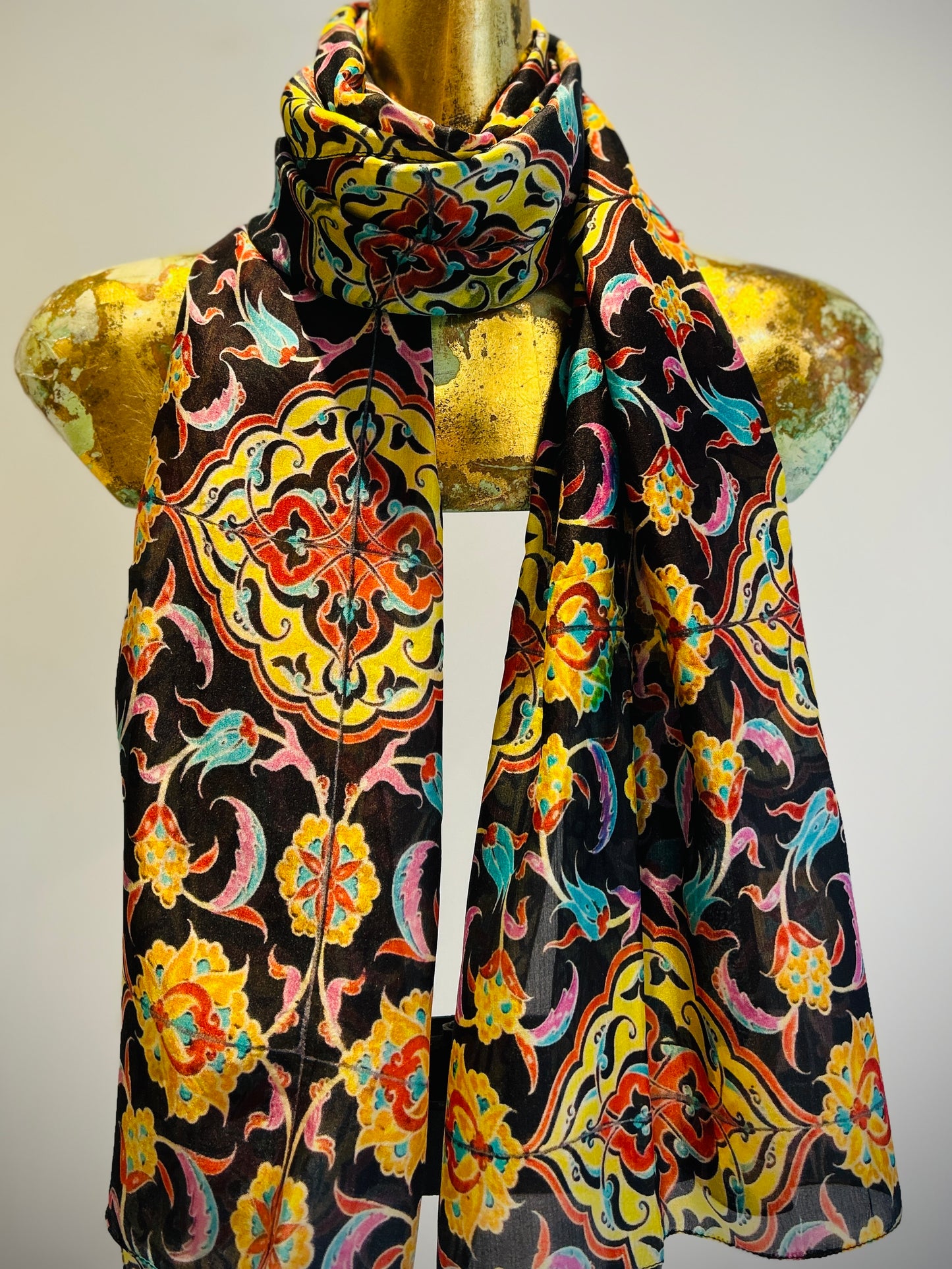 Colourful Printed Silk Scarf