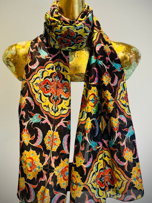 Colourful Printed Silk Scarf