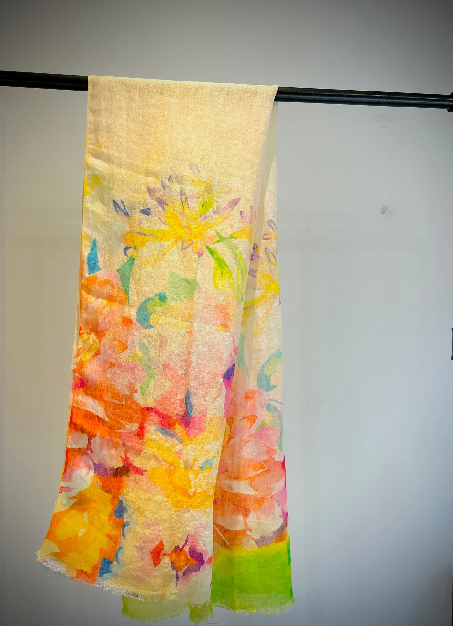 Linen Printed Scarf.      April Sale 25% Off ....At Checkout Use Code April25