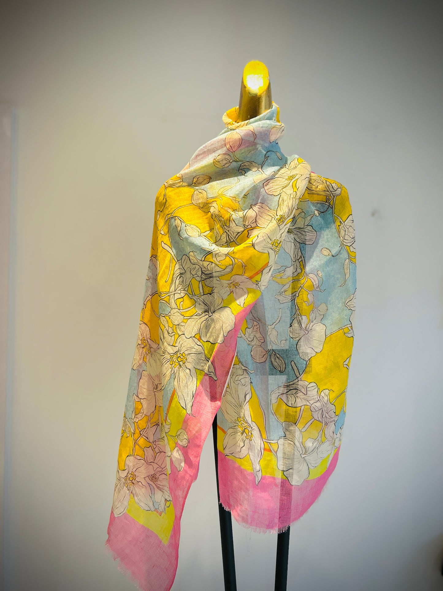 Linen Printed Scarf.      April Sale 25% Off ....At Checkout Use Code April25