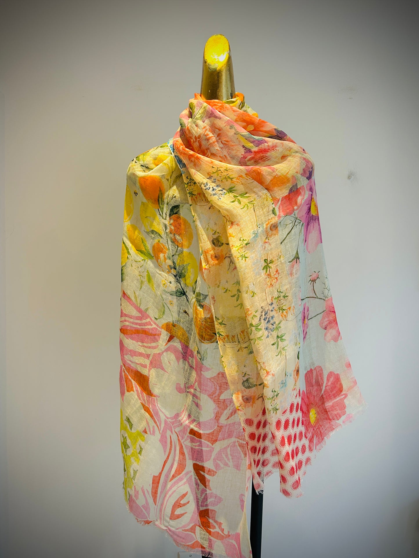 Linen Printed Scarf.      April Sale 25% Off ....At Checkout Use Code April25