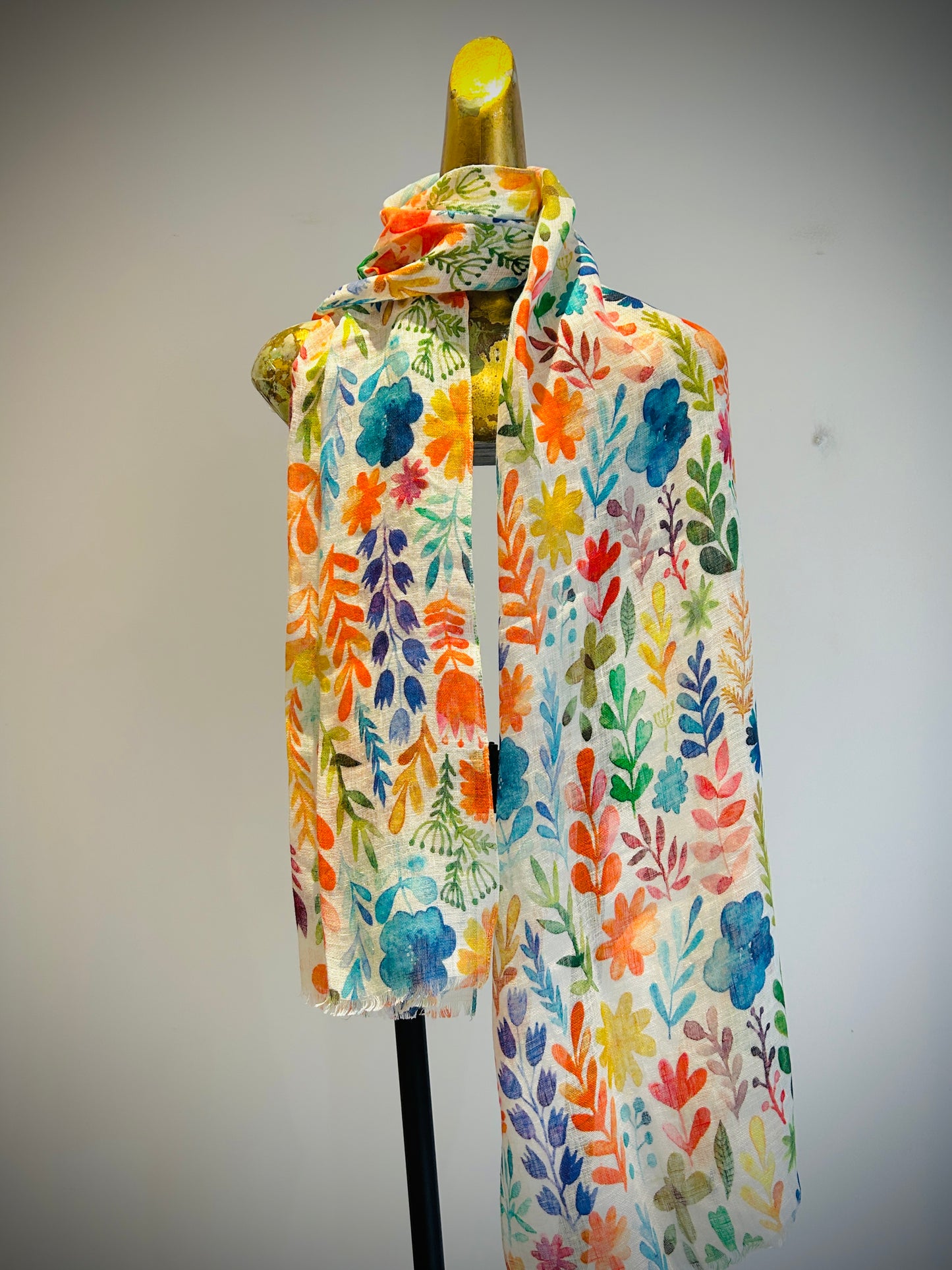 Linen Printed Scarf.      April Sale 25% Off ....At Checkout Use Code April25