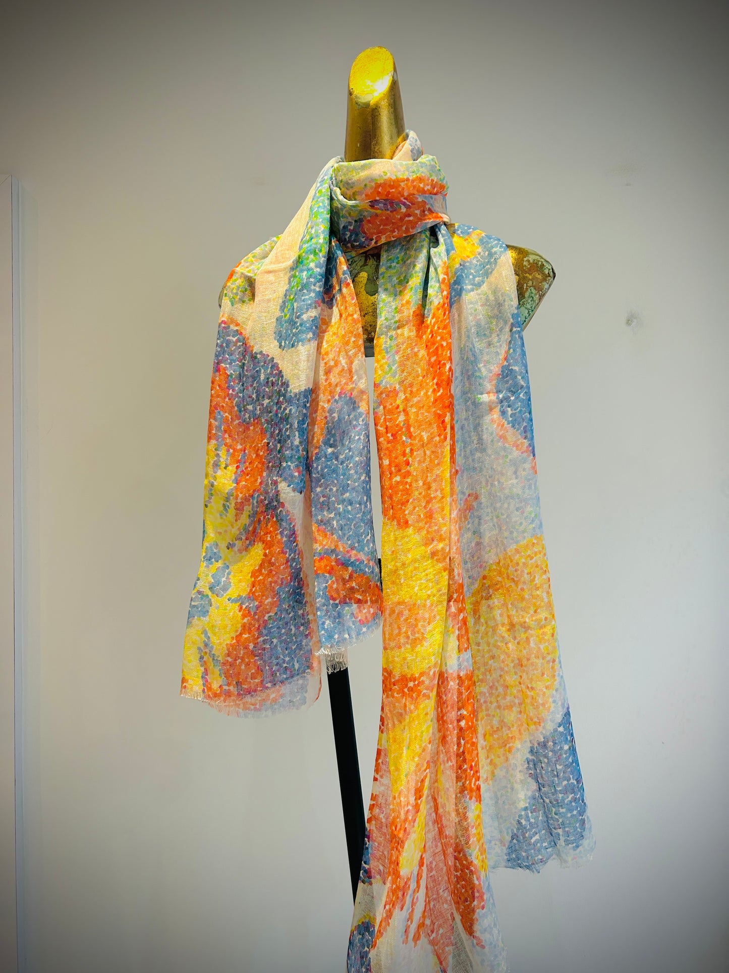 Linen Printed Scarf.      April Sale 25% Off ....At Checkout Use Code April25