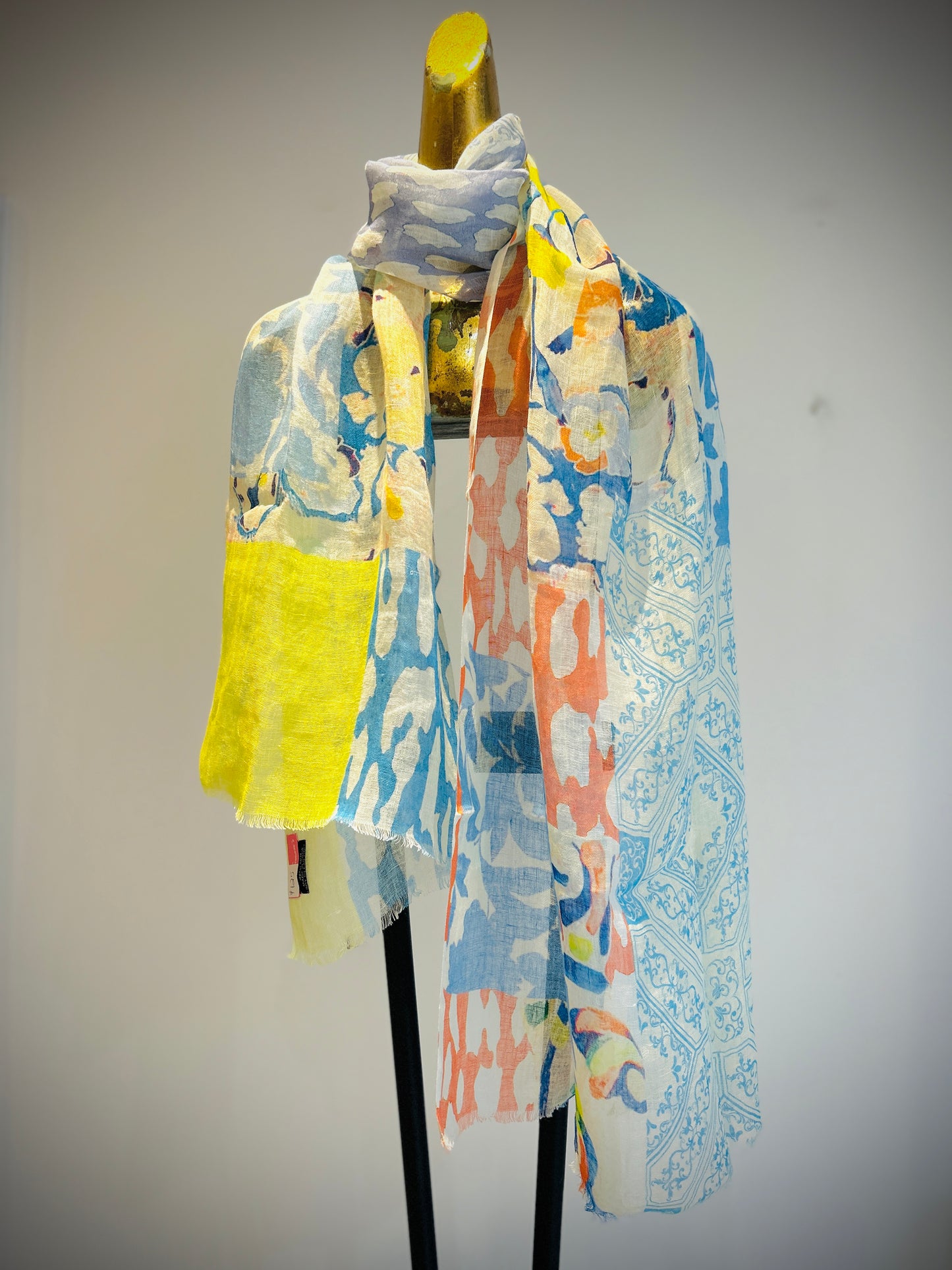 Linen Printed Scarf.      April Sale 25% Off ....At Checkout Use Code April25