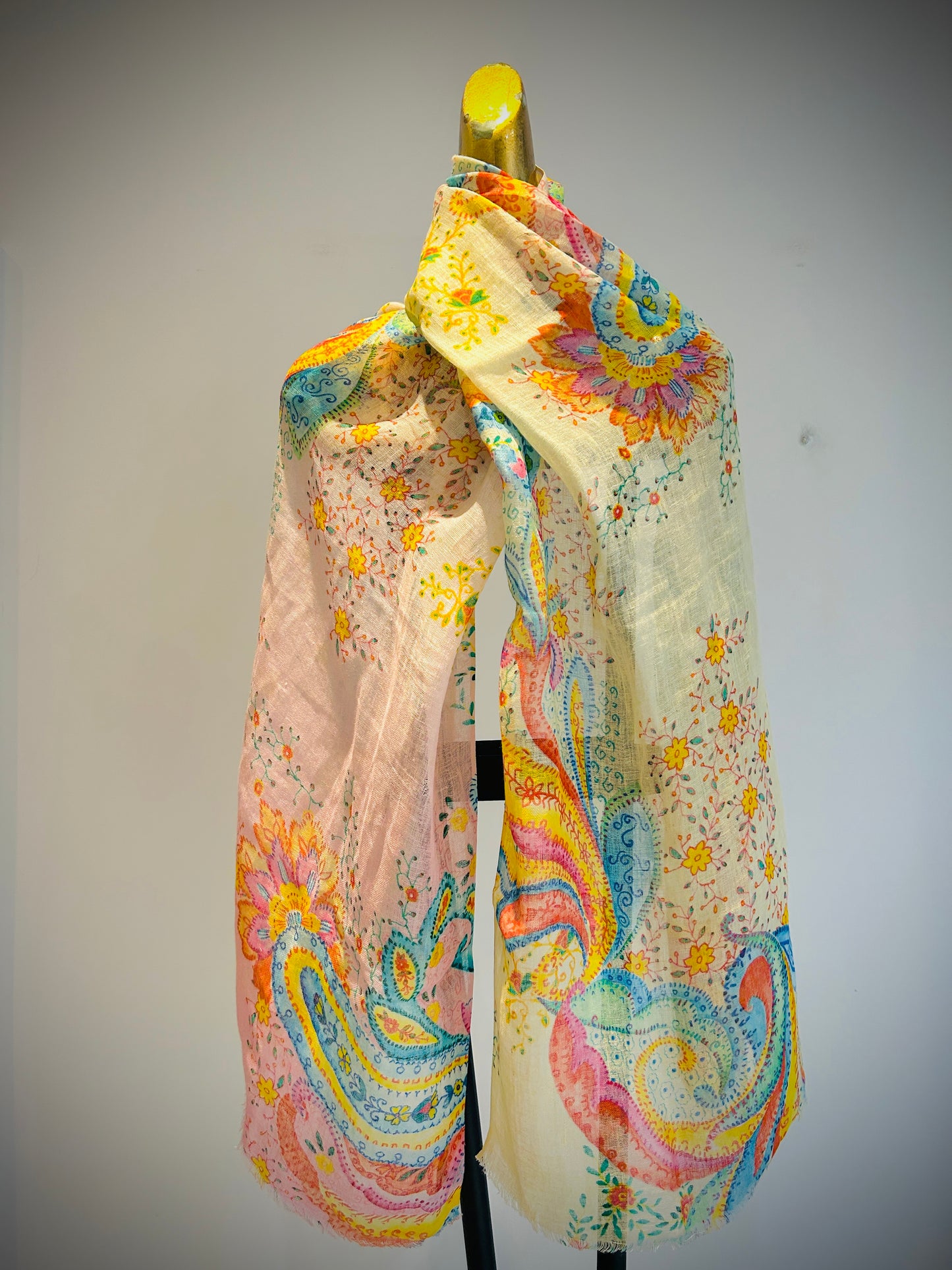Linen Printed Scarf.      April Sale 25% Off ....At Checkout Use Code April25