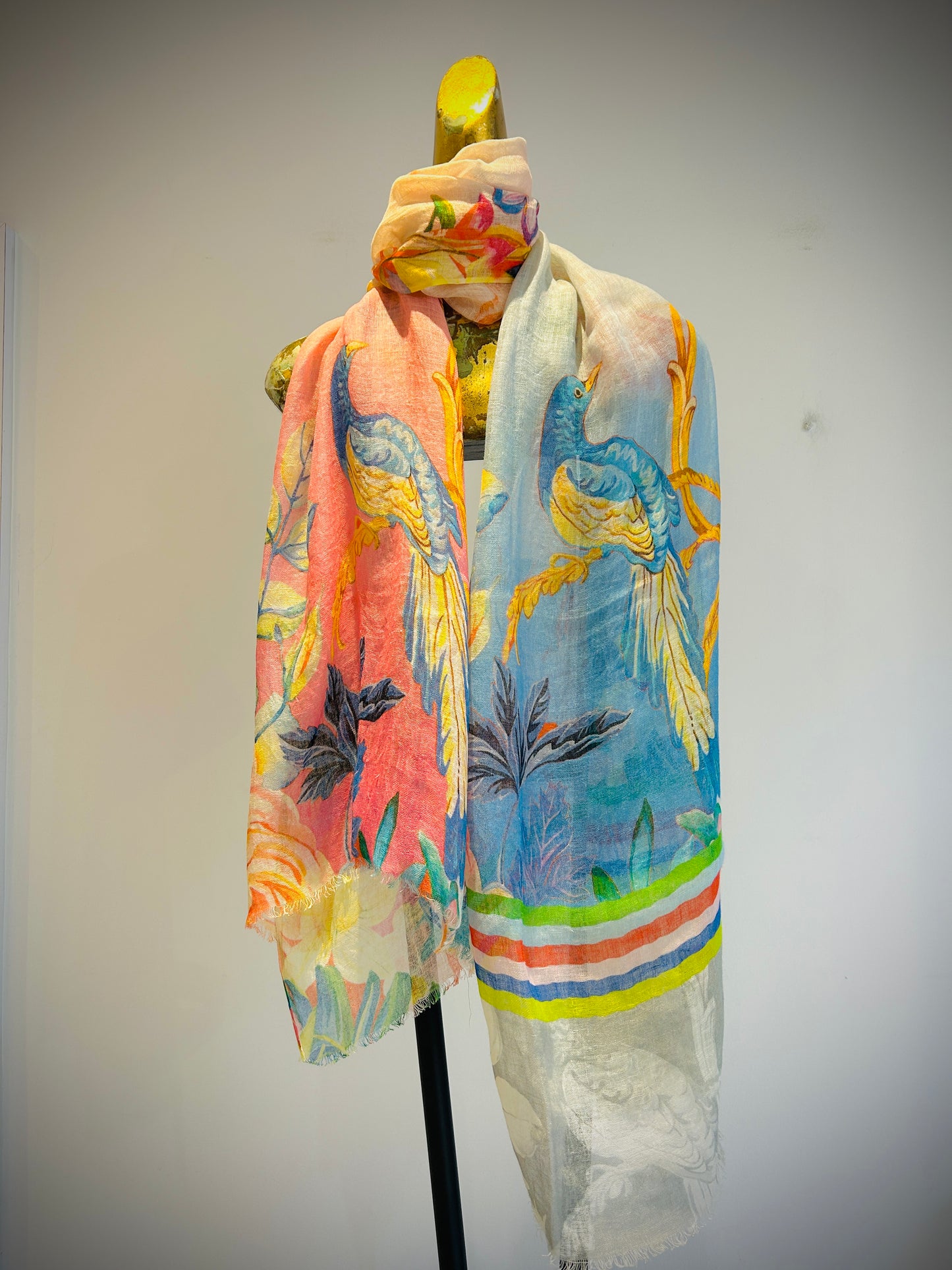 Linen Printed Scarf.      April Sale 25% Off ....At Checkout Use Code April25