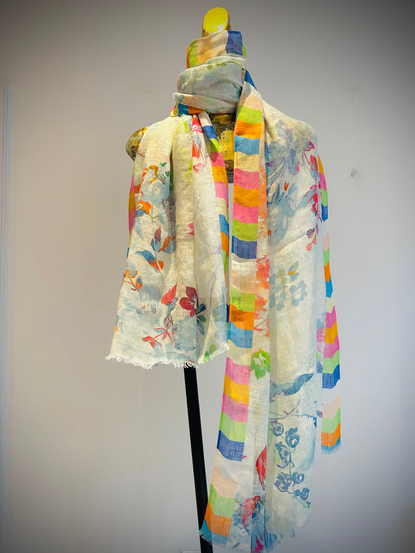 Linen Printed Scarf.      April Sale 25% Off ....At Checkout Use Code April25