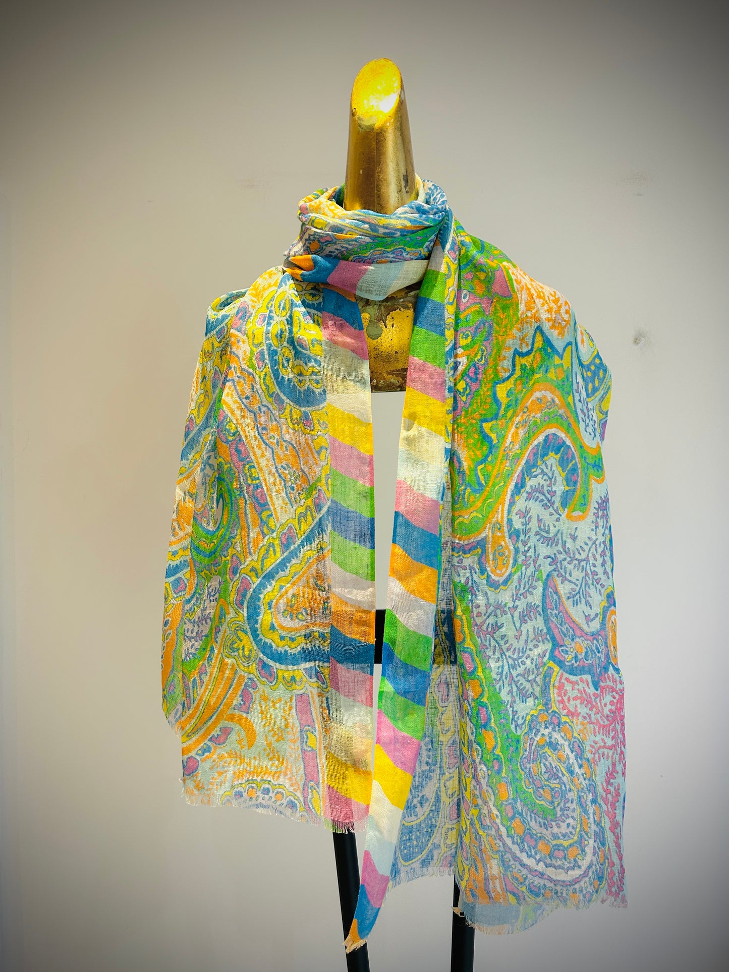 Linen Printed Scarf.      April Sale 25% Off ....At Checkout Use Code April25