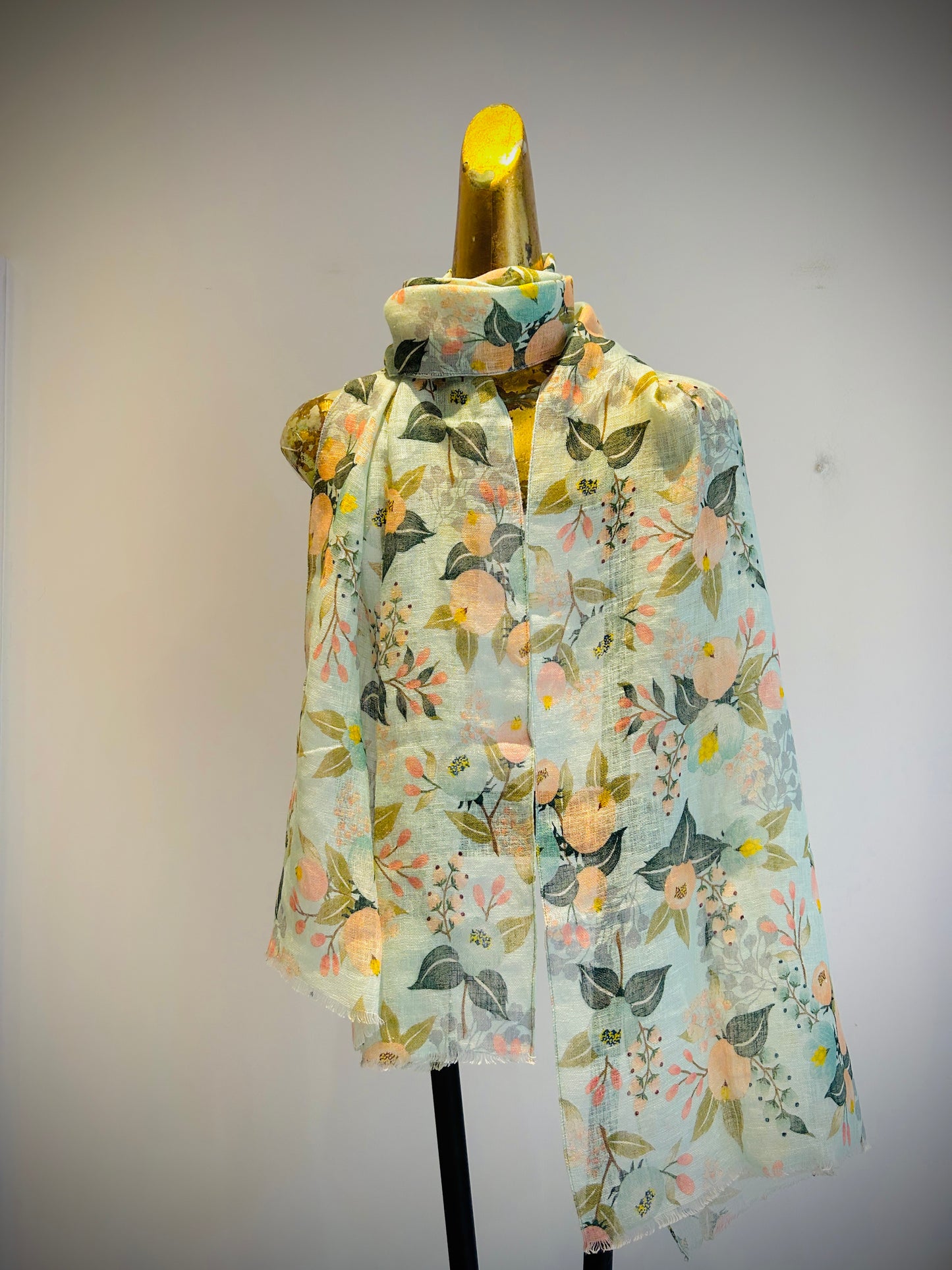 Linen Printed Scarf.      April Sale 25% Off ....At Checkout Use Code April25