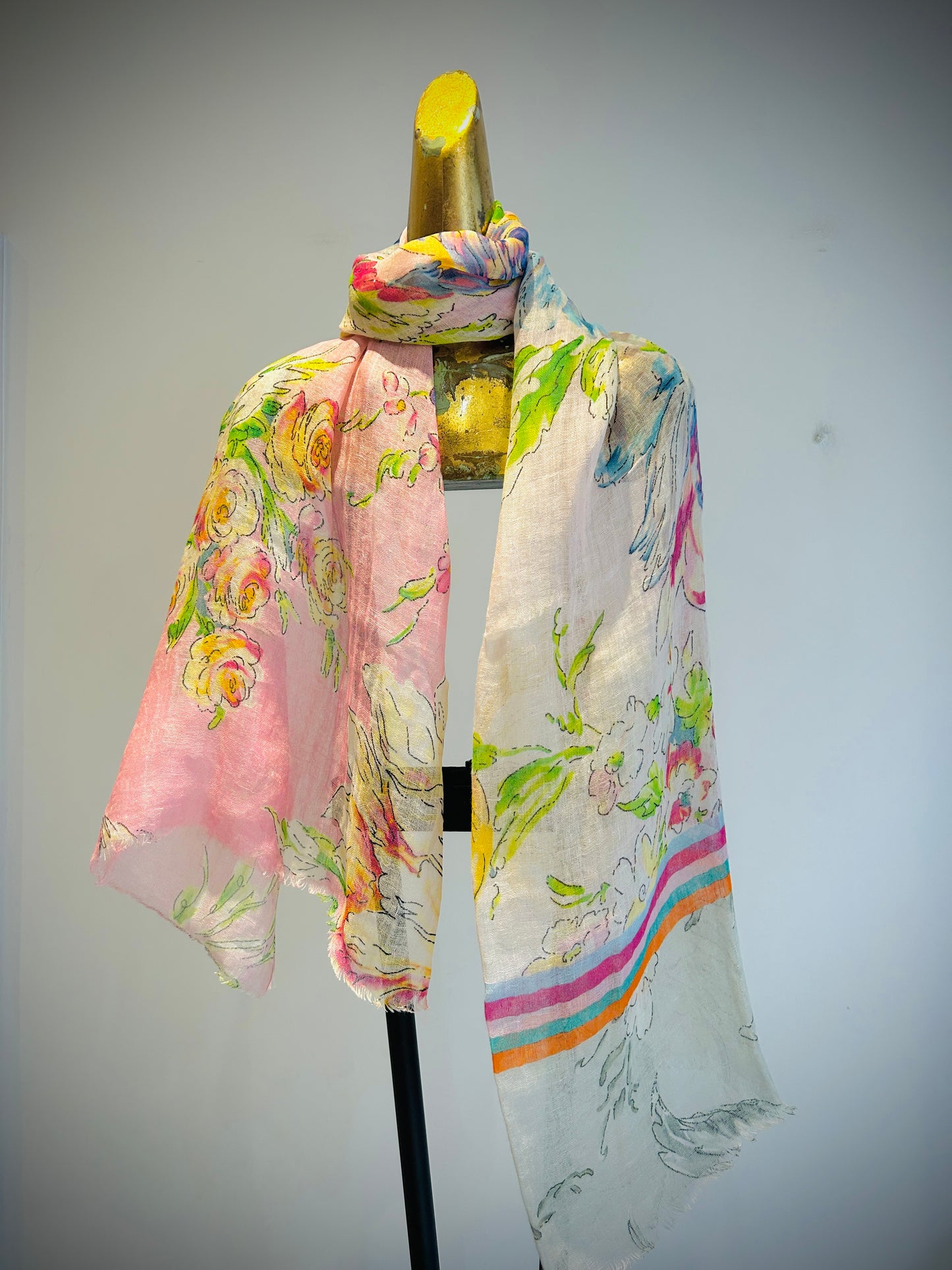 Linen Printed Scarf.      April Sale 25% Off ....At Checkout Use Code April25