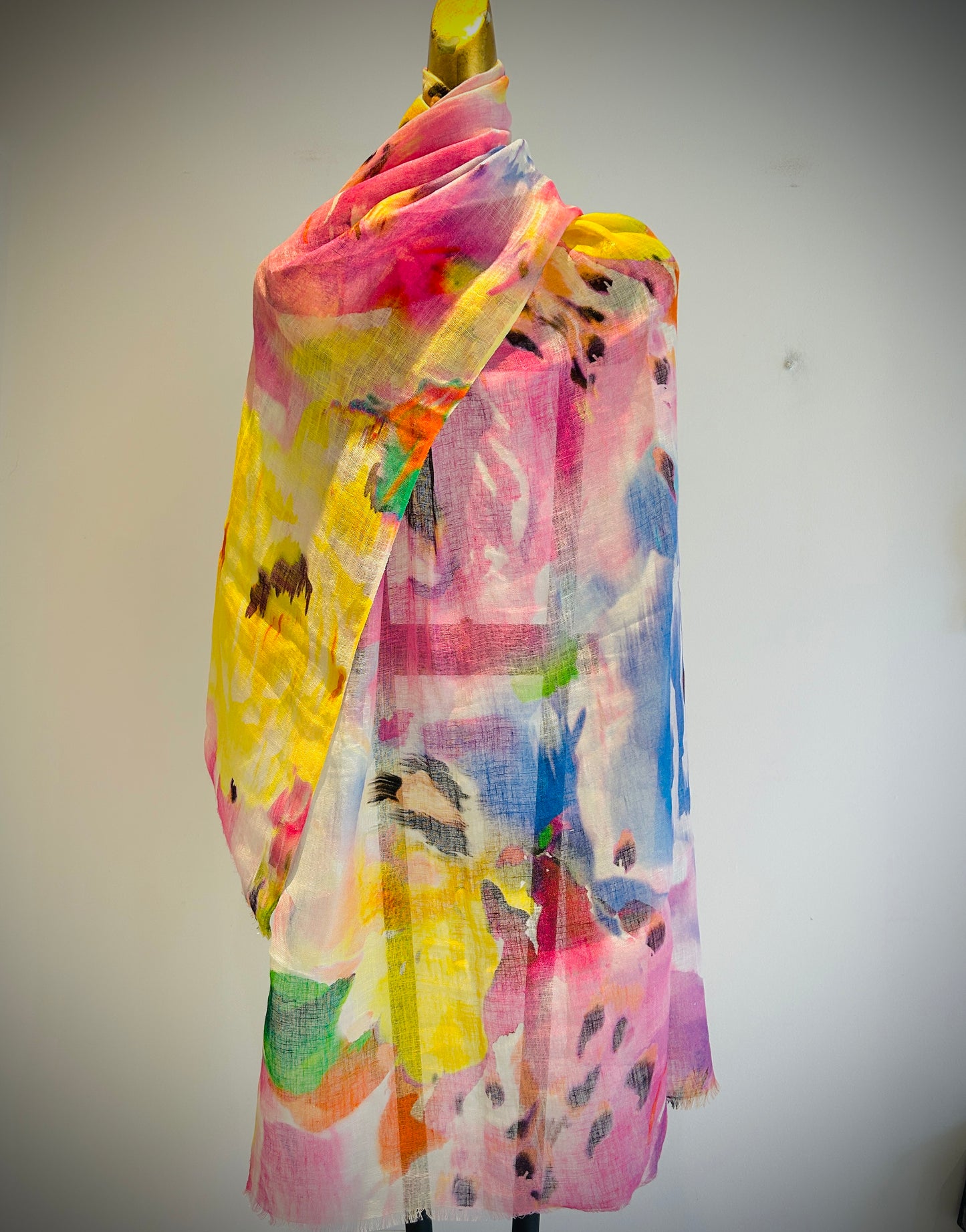 Linen Printed Scarf.      April Sale 25% Off ....At Checkout Use Code April25
