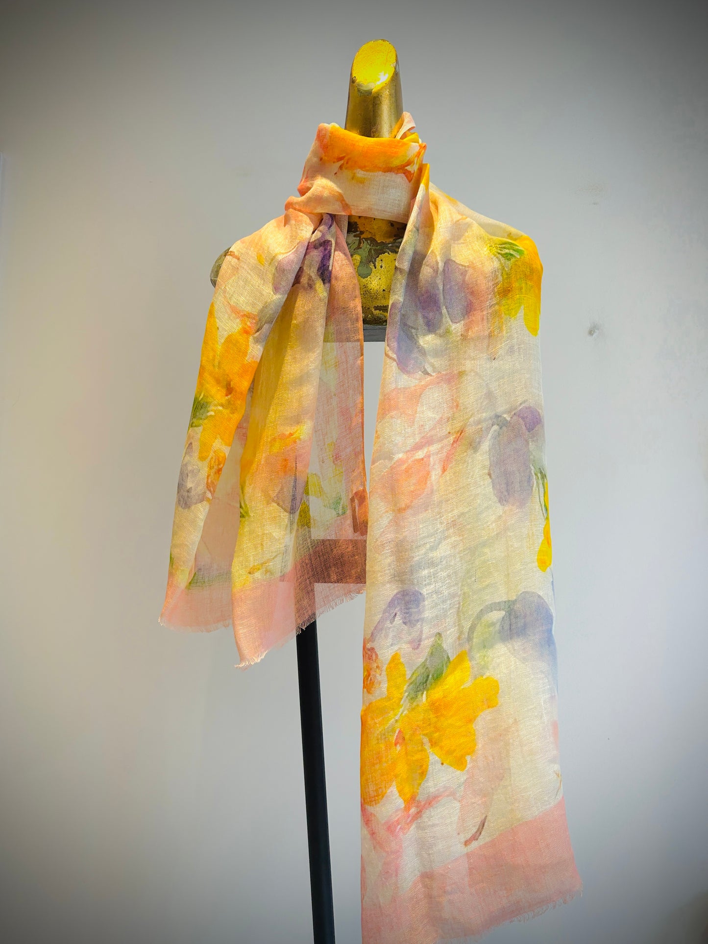 Linen Printed Scarf.      April Sale 25% Off ....At Checkout Use Code April25