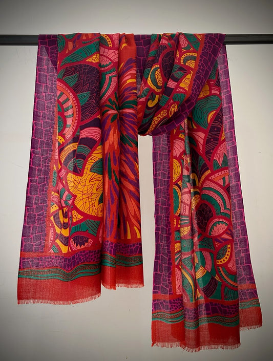 Woven light wool shawl