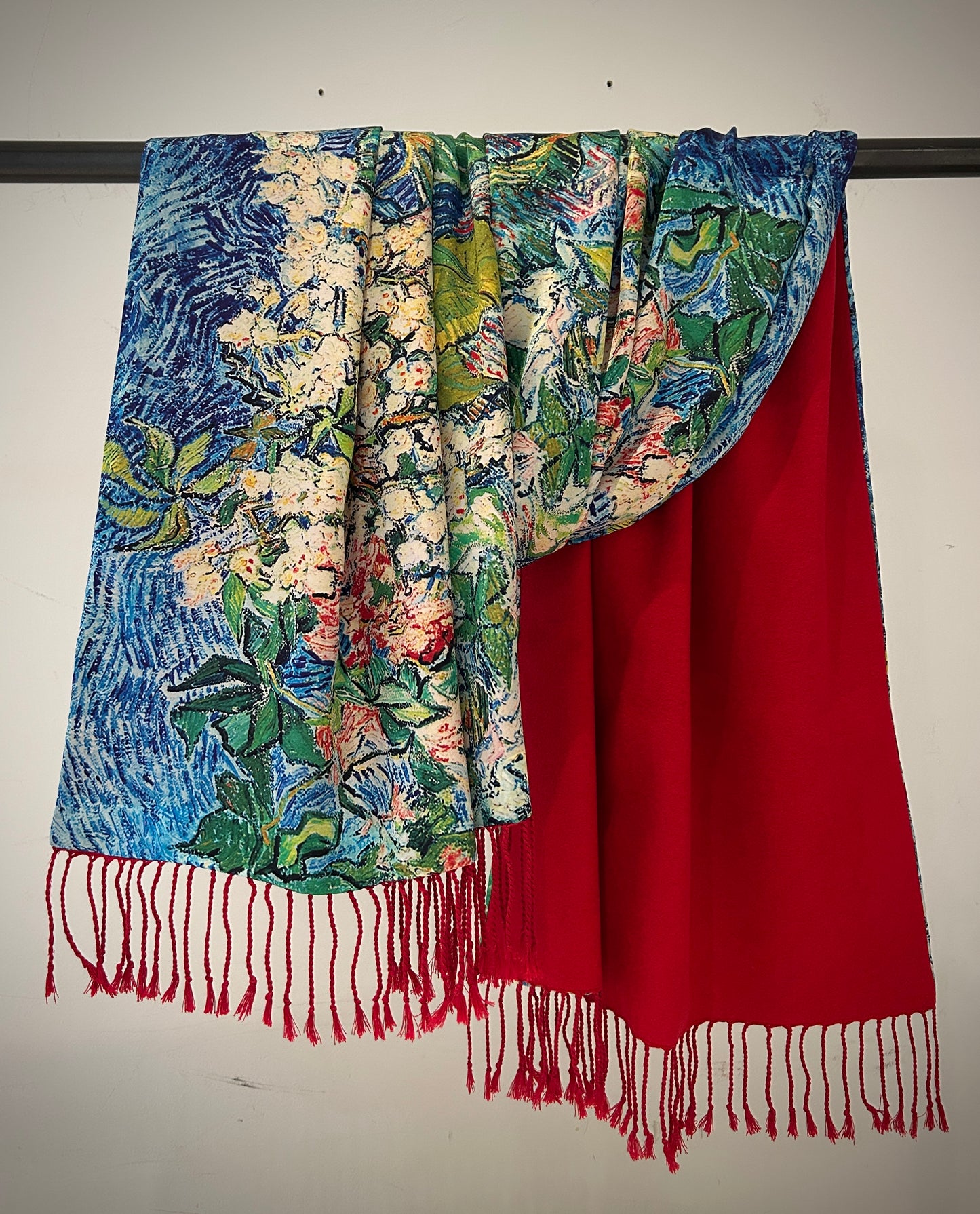 Silk & cashmere floral scarf