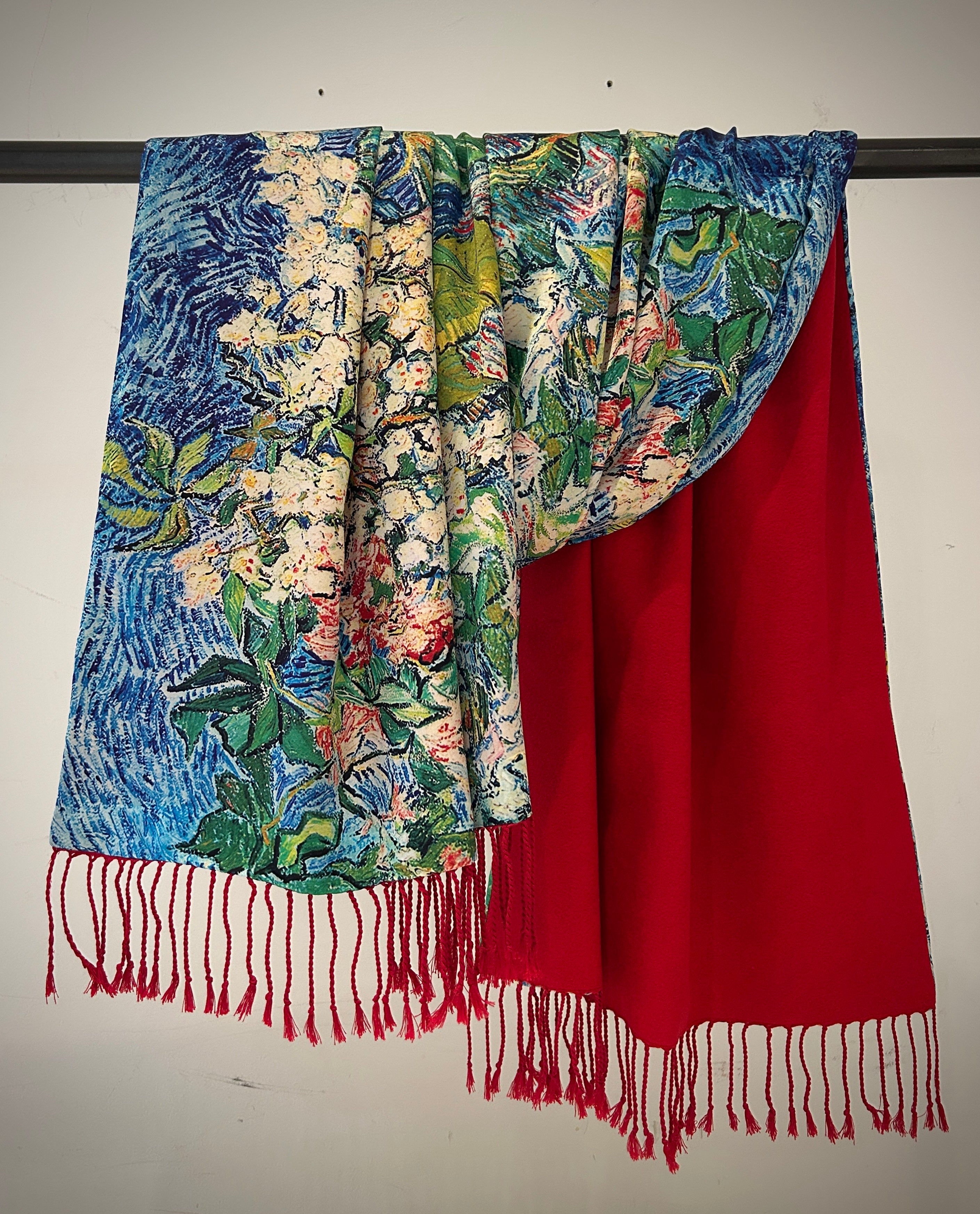 Silk & cashmere floral scarf