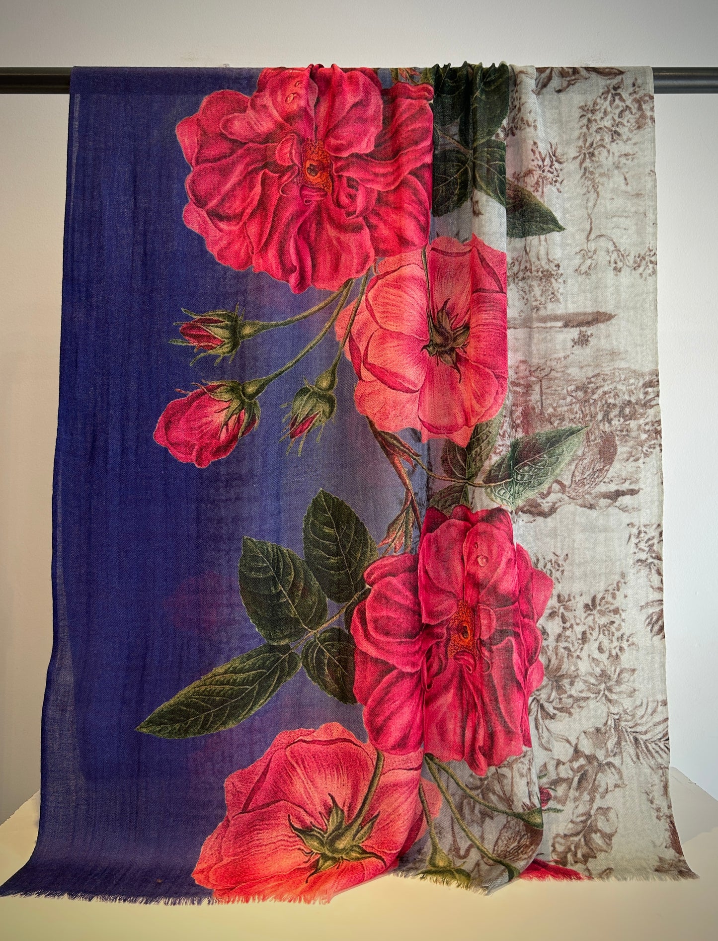 Blue Pink Floral Scarf