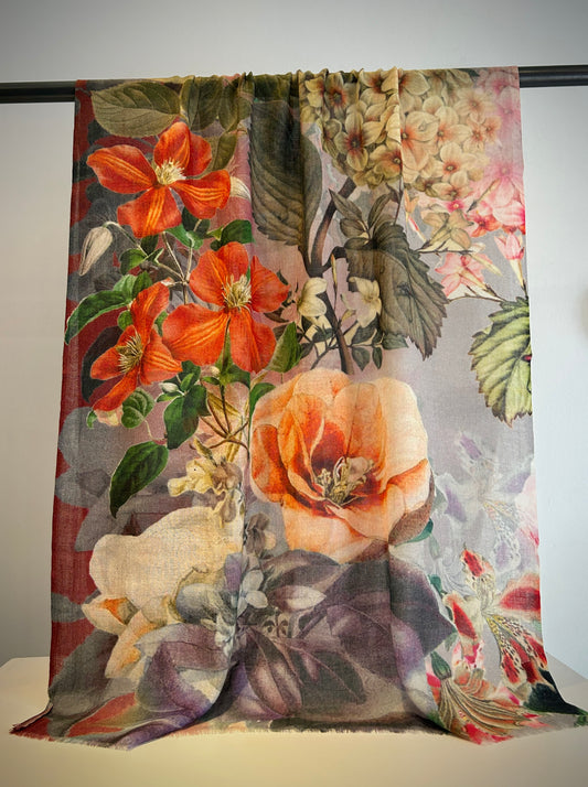 Floral woven scarf