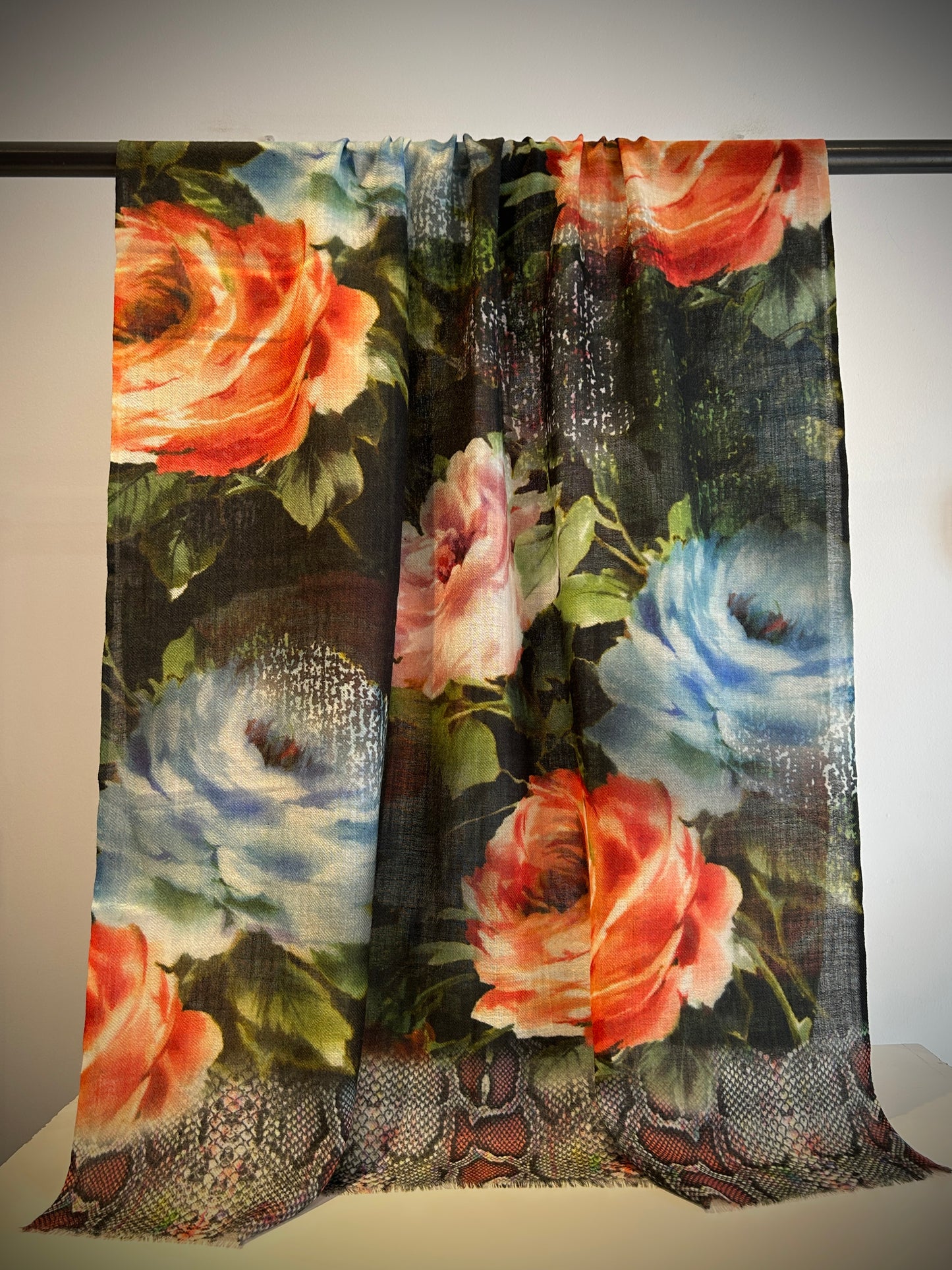 Handwoven Scarf With Floral Print