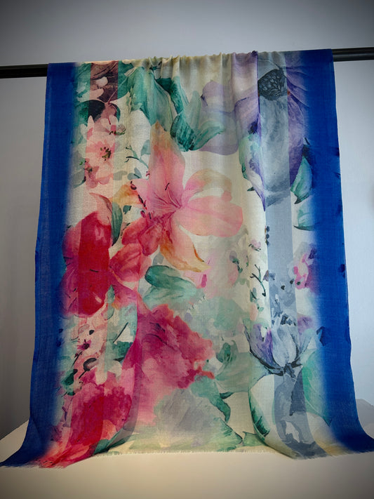 Floral wool scarf