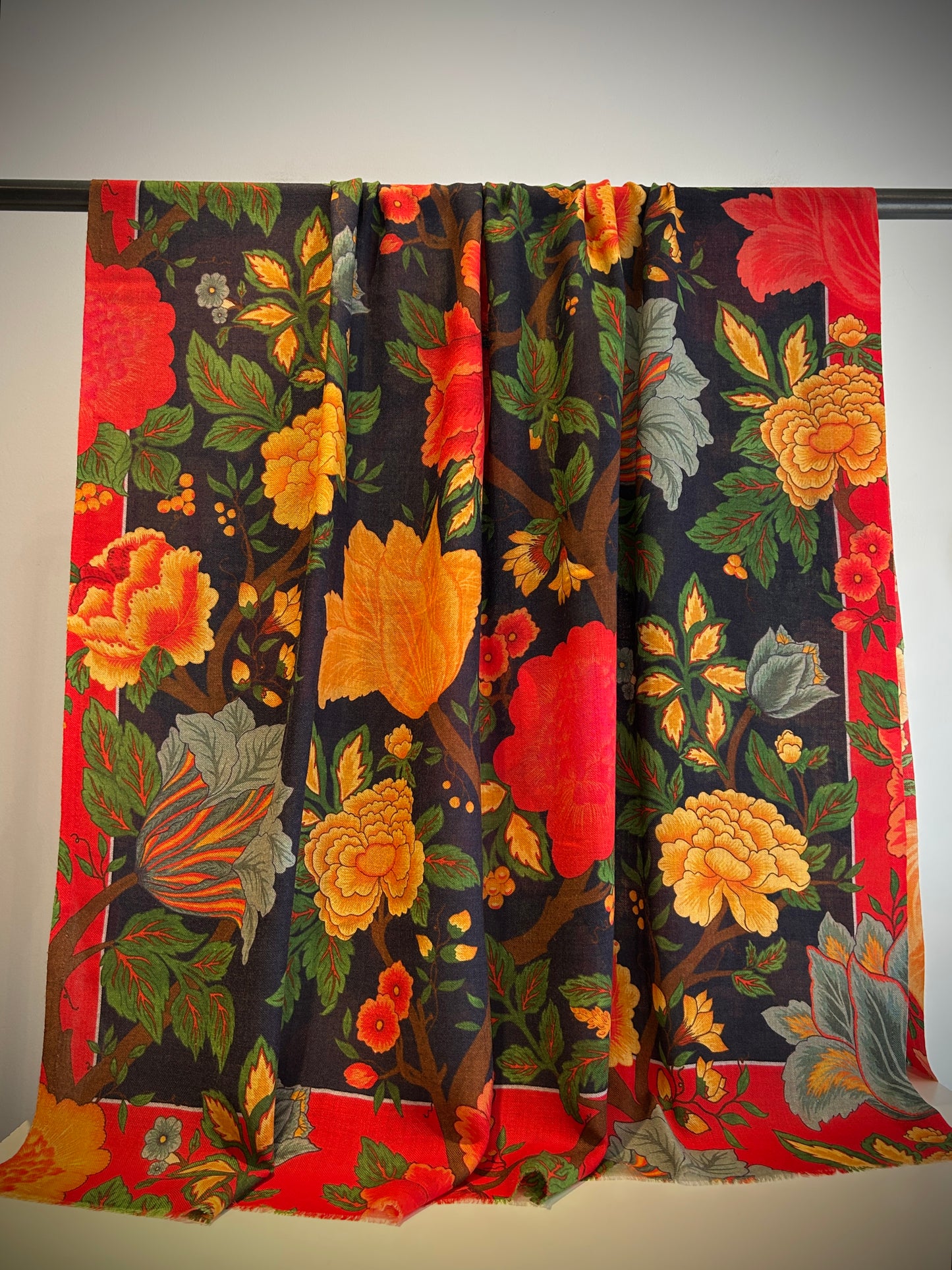 Floral bright handwoven shawl