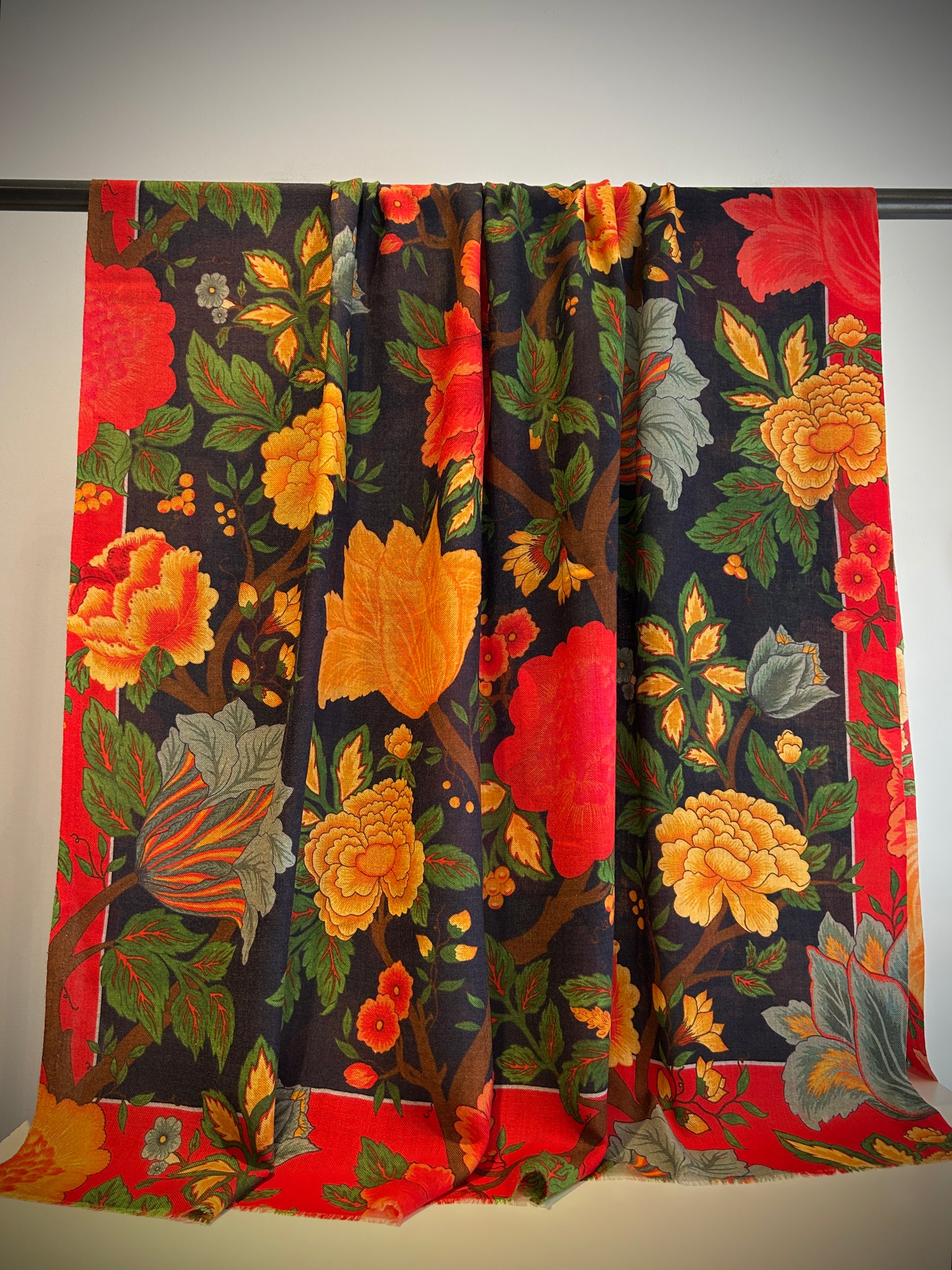 Floral bright handwoven shawl