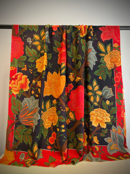 Floral bright handwoven shawl