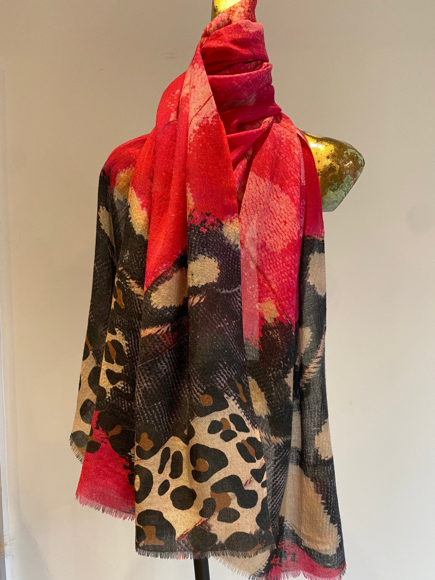 Wool & Silk Printed Scarf.        April Sale 25% Off ....At Checkout Use Code April25