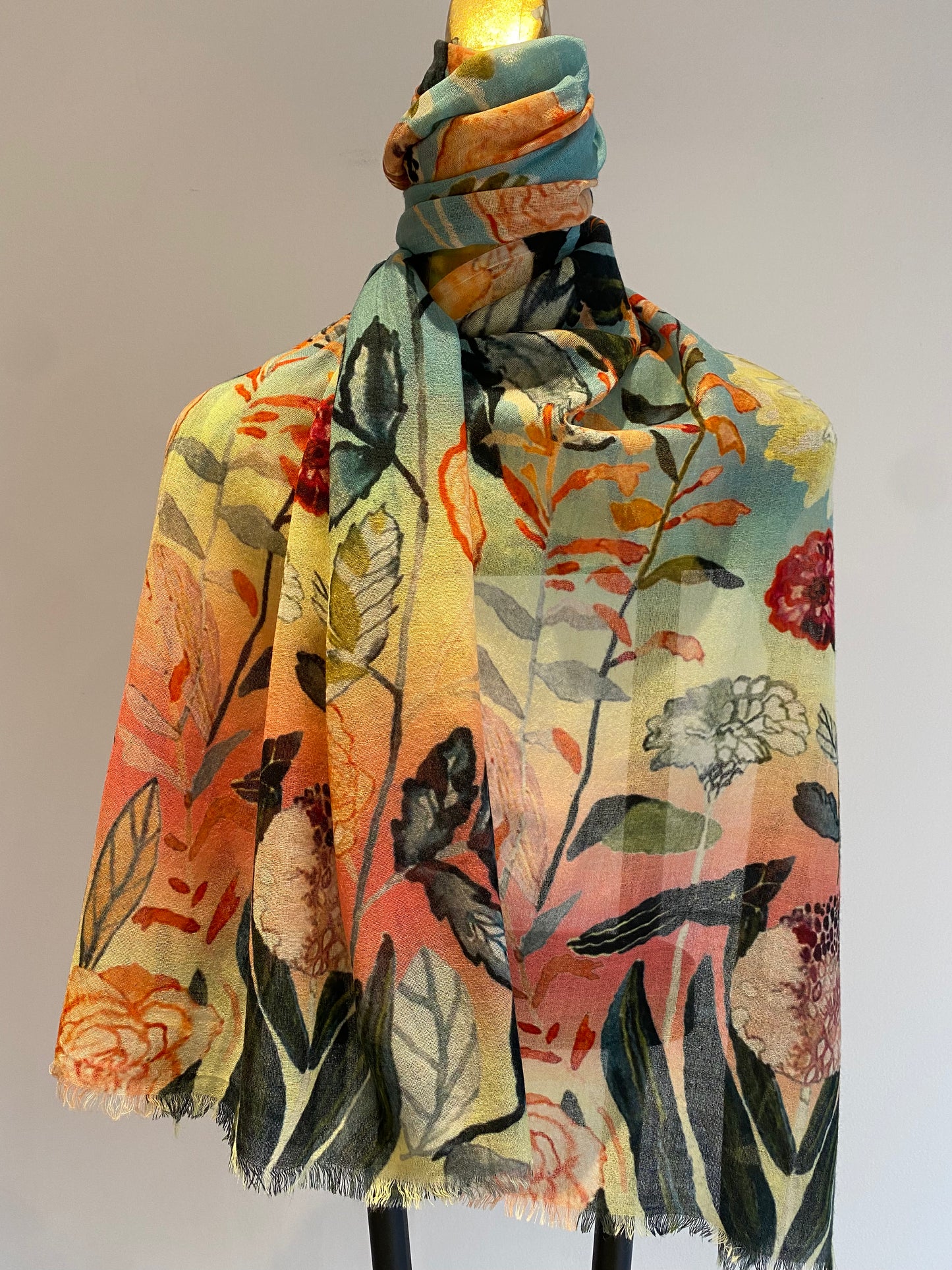 Wool & Silk Printed Scarf.        April Sale 25% Off ....At Checkout Use Code April25
