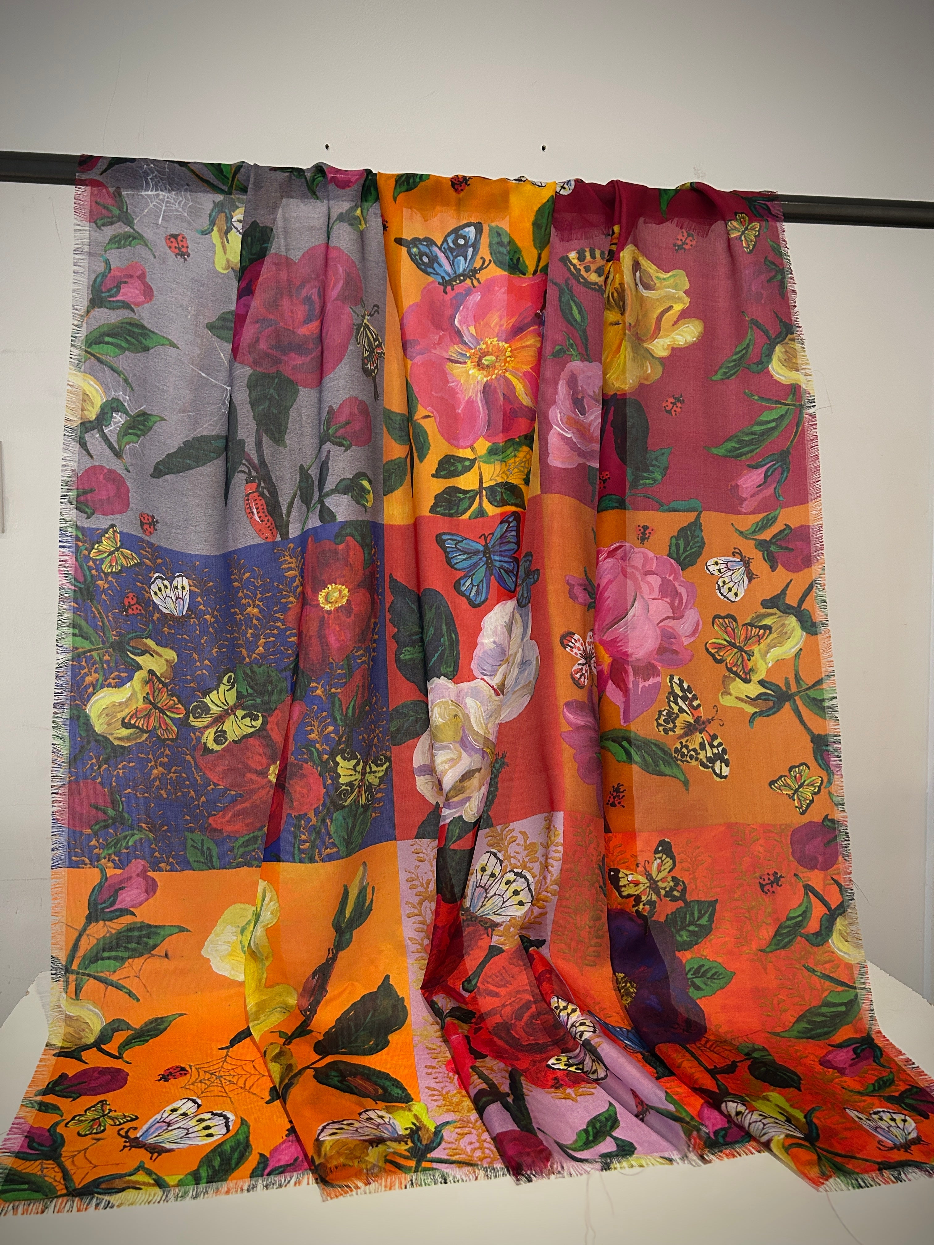 Floral silk scarf