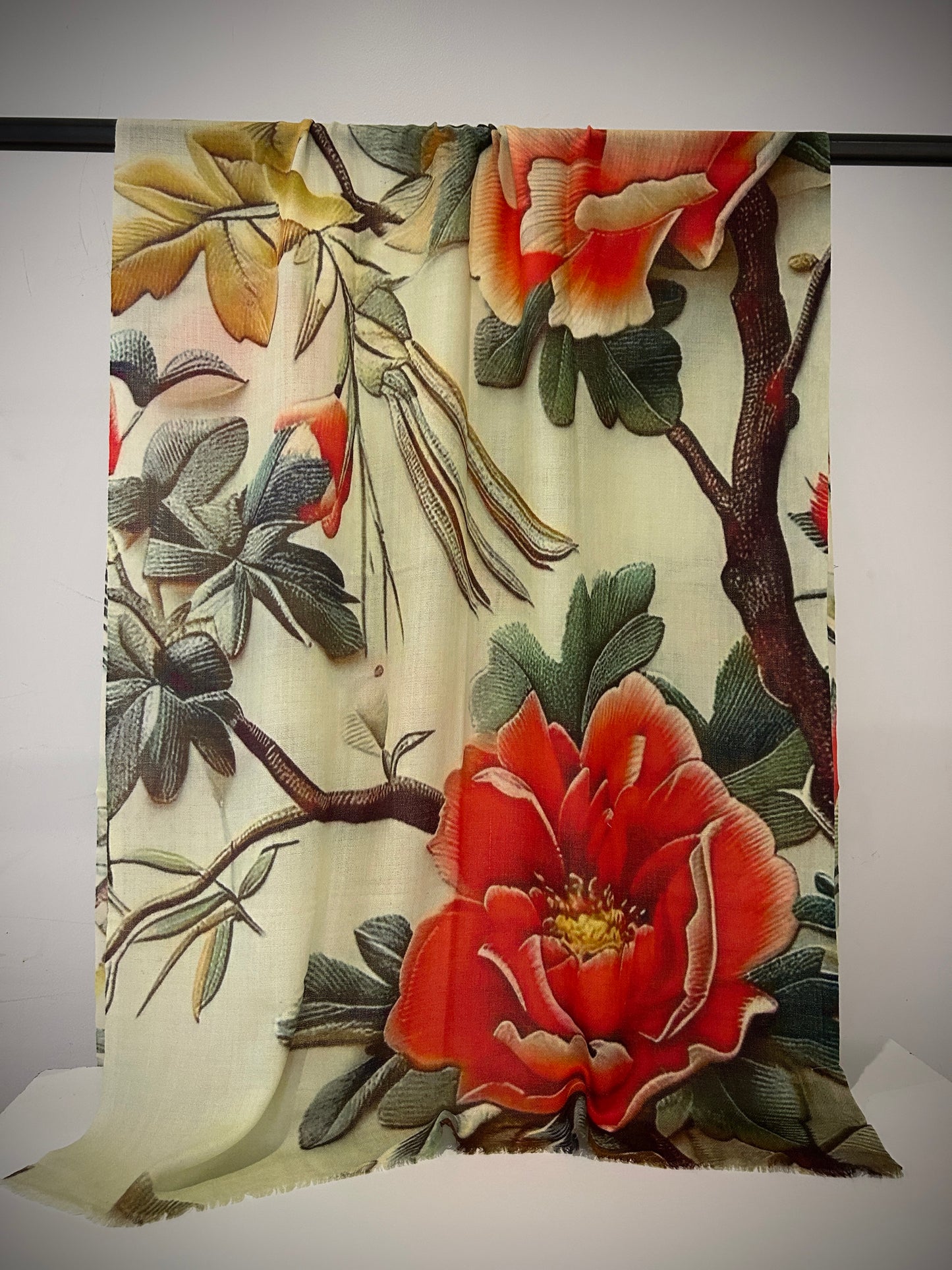 Floral cashmere scarf