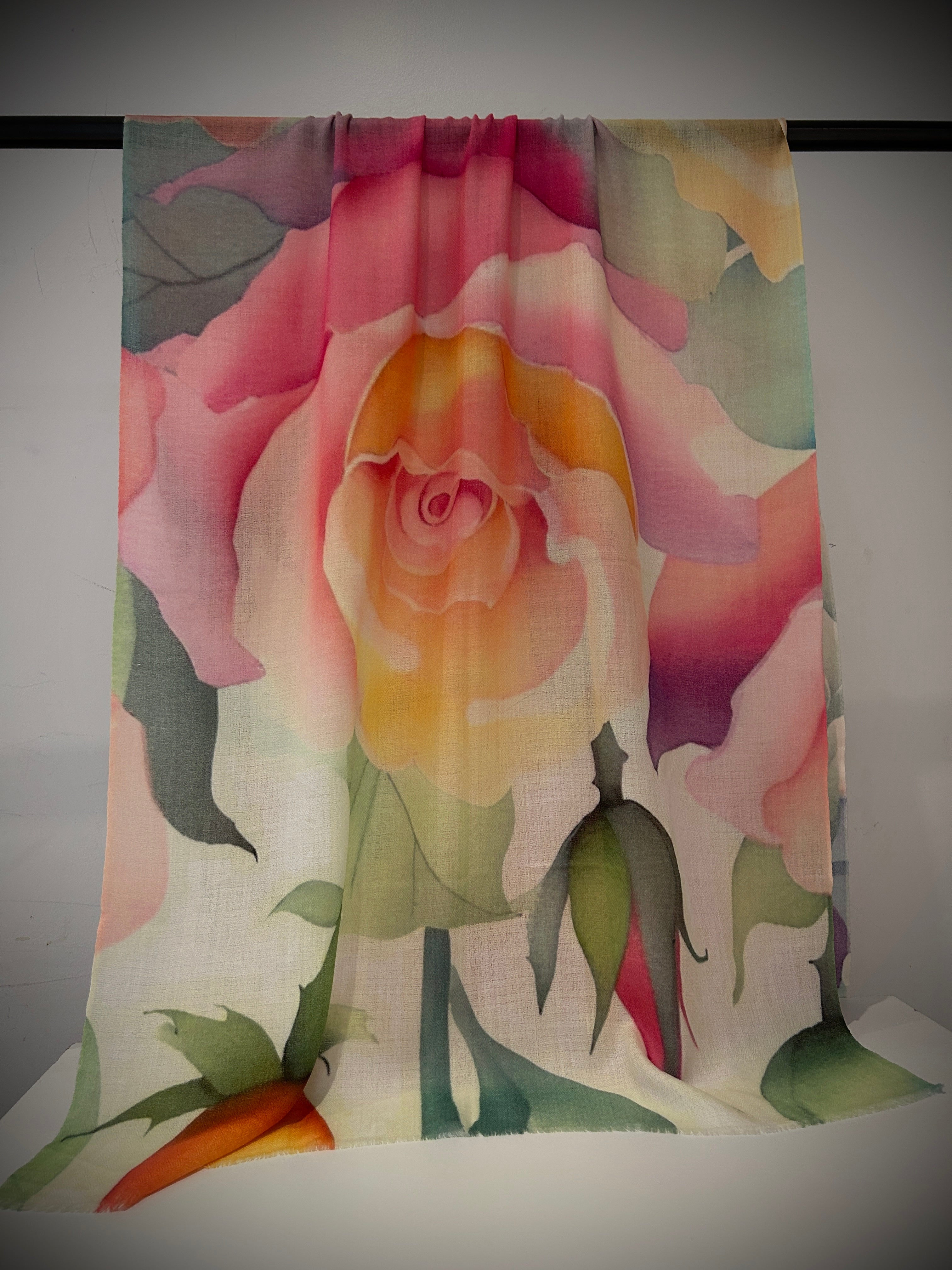 Floral cashmere scarf