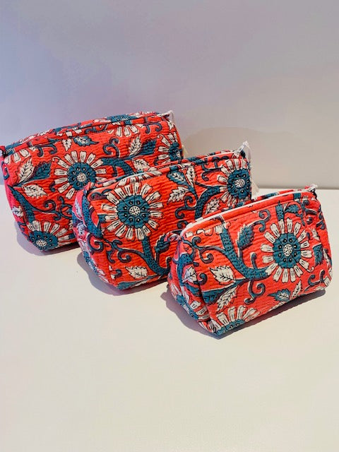 Hand Blocked Cotton Pouch Set Of 3