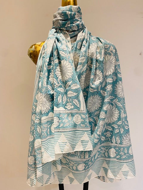 Hand Block Print Cotton Scarves.