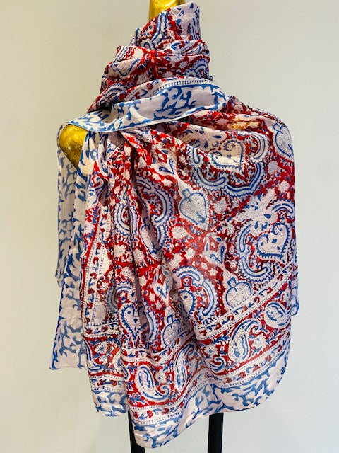 Hand Block Print Cotton Scarves.
