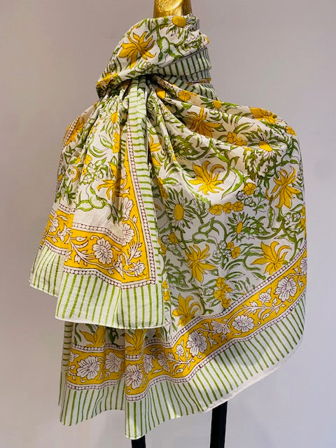 Hand Block Print Cotton Scarves.