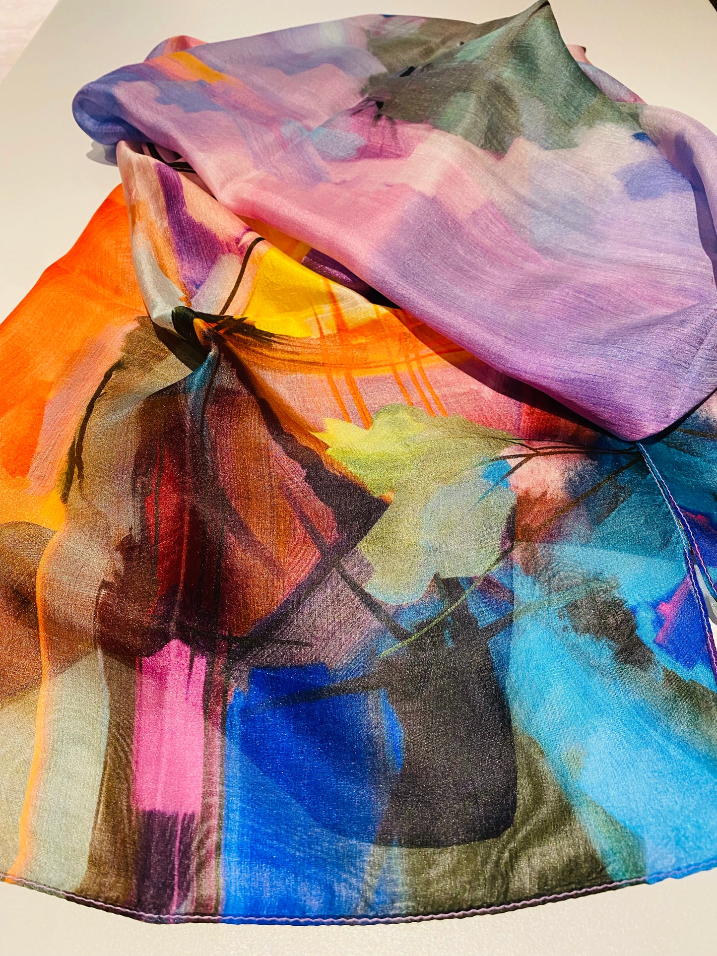 Colourful Printed Silk Scarf
