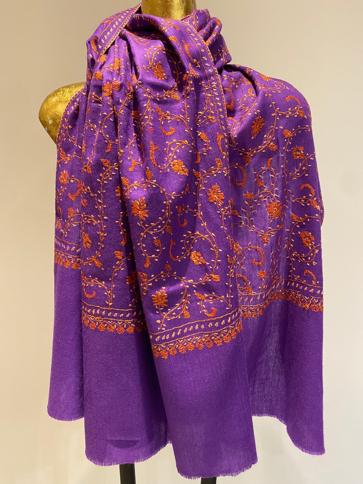Kashmiri Shawl With All Over Embroidery