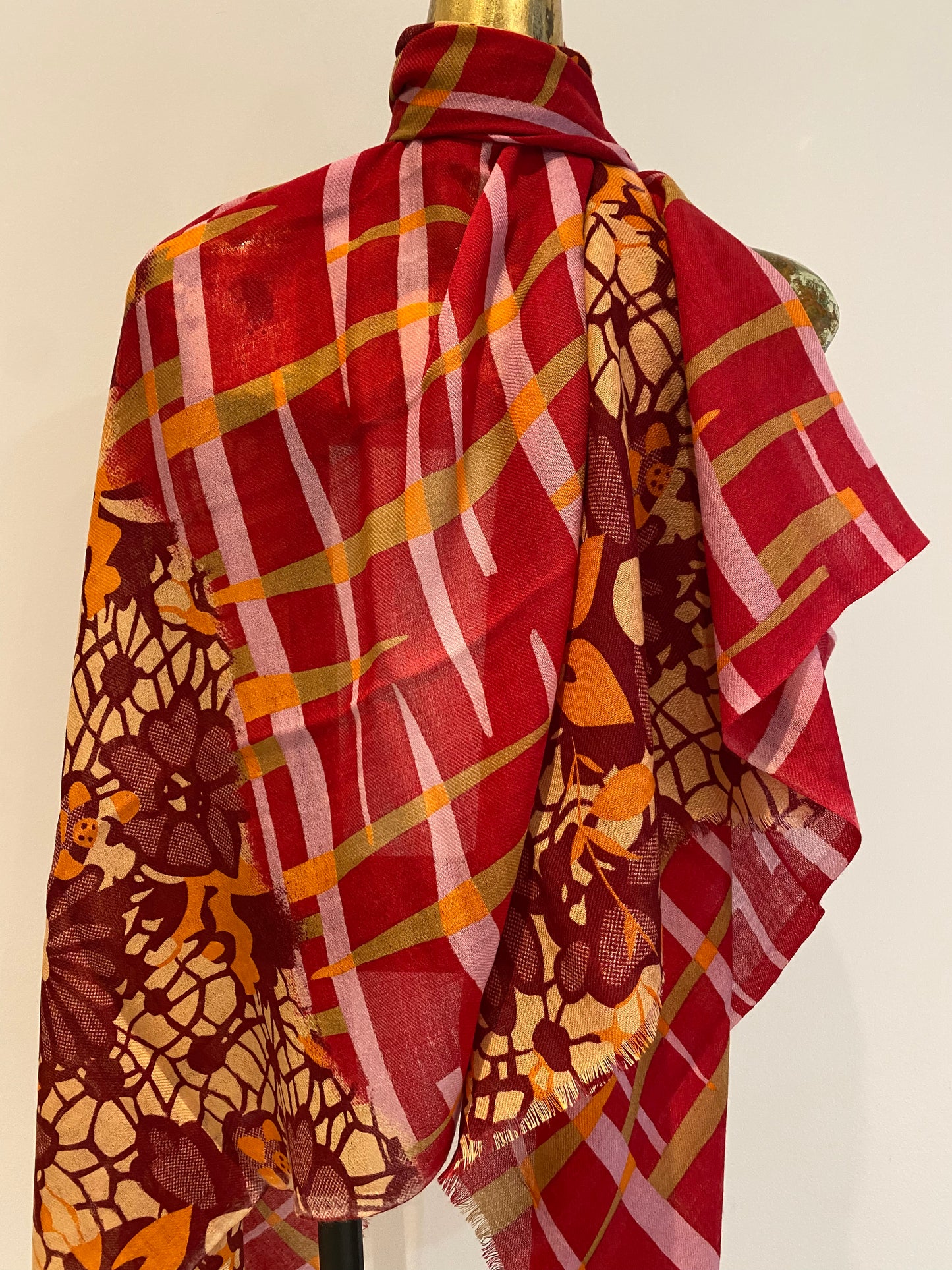 Detail of fine wool shawl refined craftsmanship