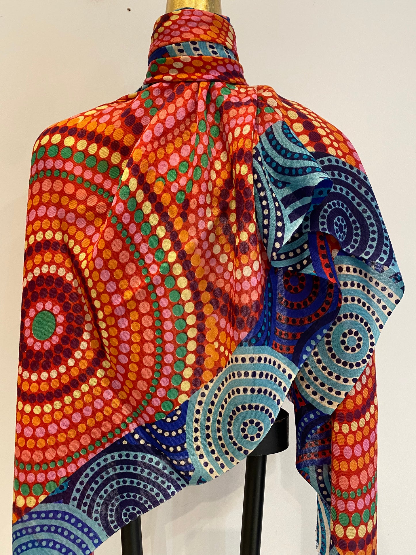 Fine wool shawl showing elegant styling options