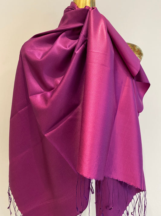 Two tone silk scarf with elegant dual color design and luxurious drape