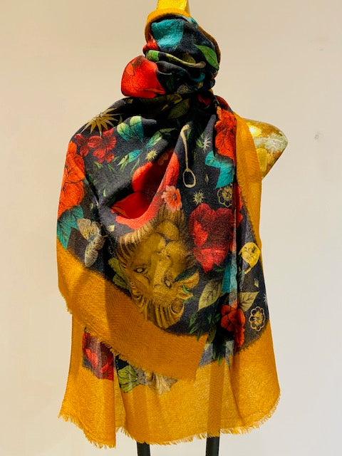 Wool & Silk Printed Scarf.        April Sale 25% Off ....At Checkout Use Code April25