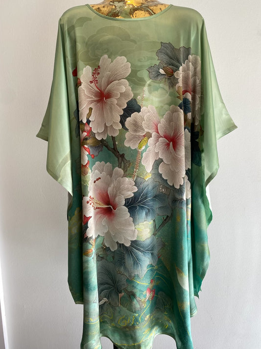 Green Floral Silk