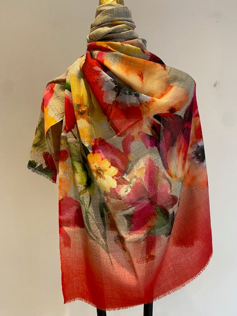 Wool & Silk Printed Scarf.        April Sale 25% Off ....At Checkout Use Code April25