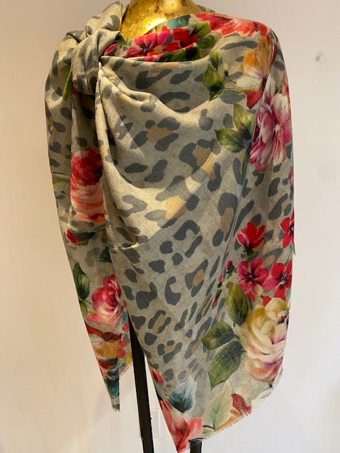 Wool & Silk Printed Scarf.        April Sale 25% Off ....At Checkout Use Code April25